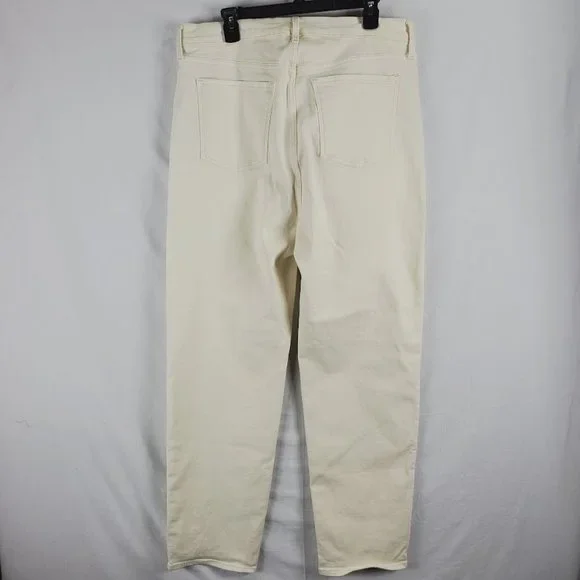 Old Navy Loose Boyfriend Jeans Size 16 Tall Cream Stretch Denim - Picture 2 of 3